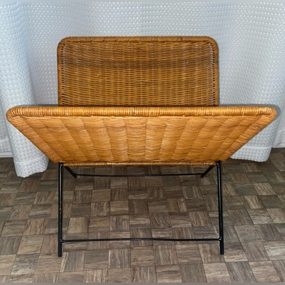 3/75$ Vintage foldable Wicker black metal fire place log holder magazine holder - Picture 4 of 16